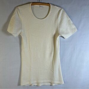 Vintage Medima Germany Angora Blend Short Sleeve Sweater Ivory Knit. Size S
